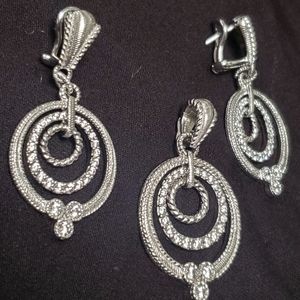 New Judith Ripka Sterling Silver set: Earrings and Enhancer